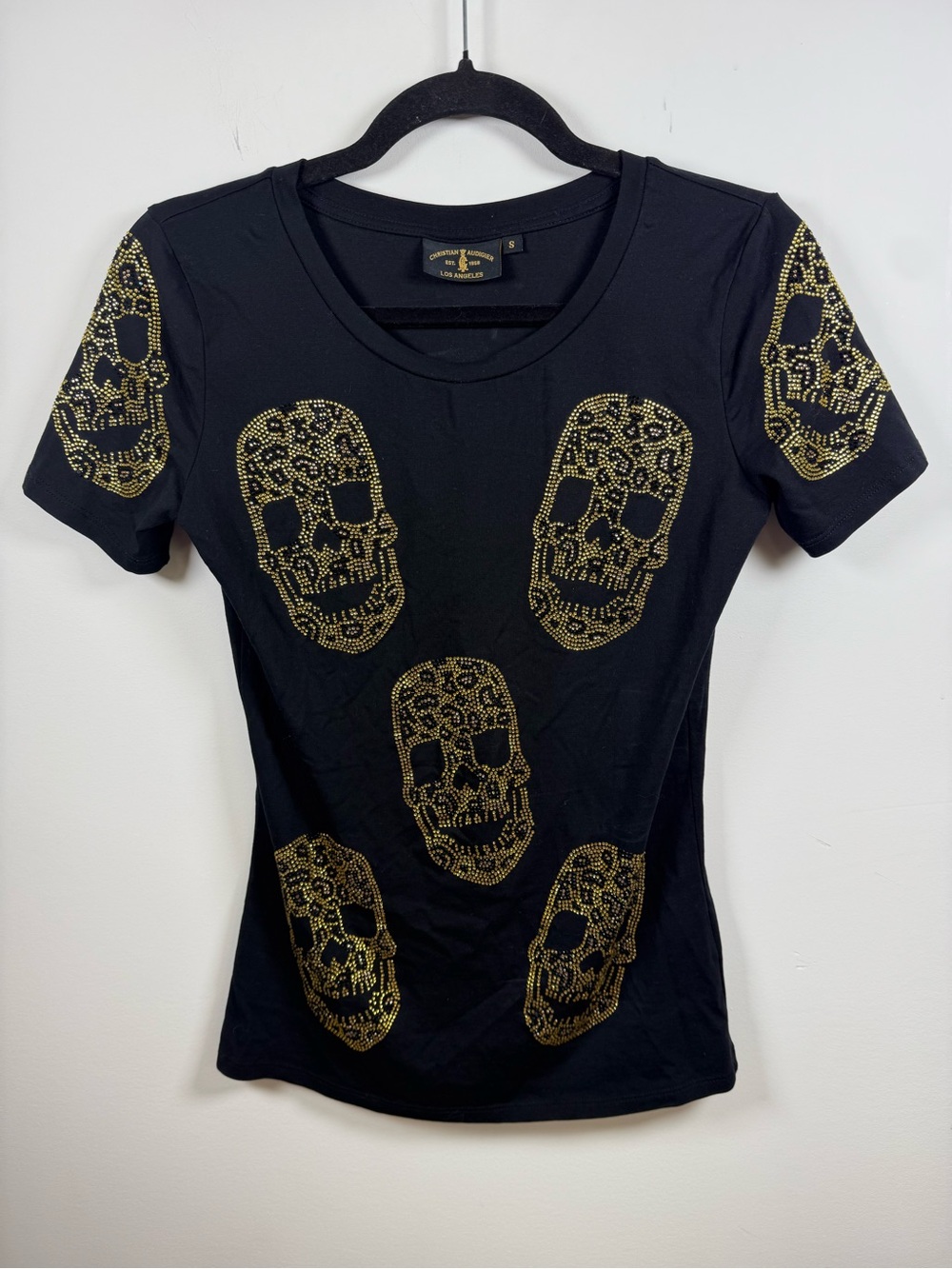 CHRISTIAN AUDIGIER | Y2K Rhinestone Skull Tee Size S